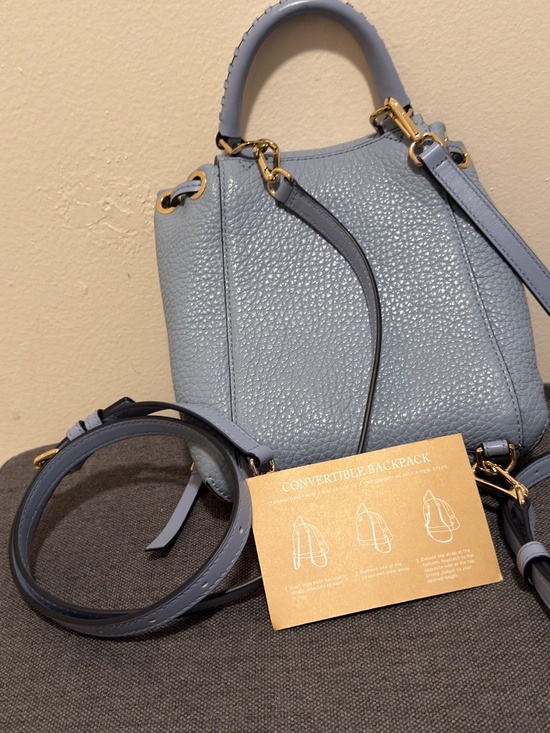 Michael Kors Powder Blue Leather Convertible Backpack Crossbody Bag Gold Detail main image 7